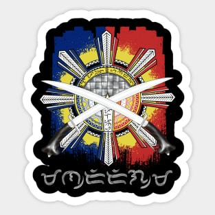 Philippine Flag Sun/Ginunting sword/Baybayin word Mandirigma (Warrior) Sticker